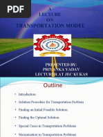 Transportation Model: Presented By: Priyanka Yadav Lecturer at Jec Kukas