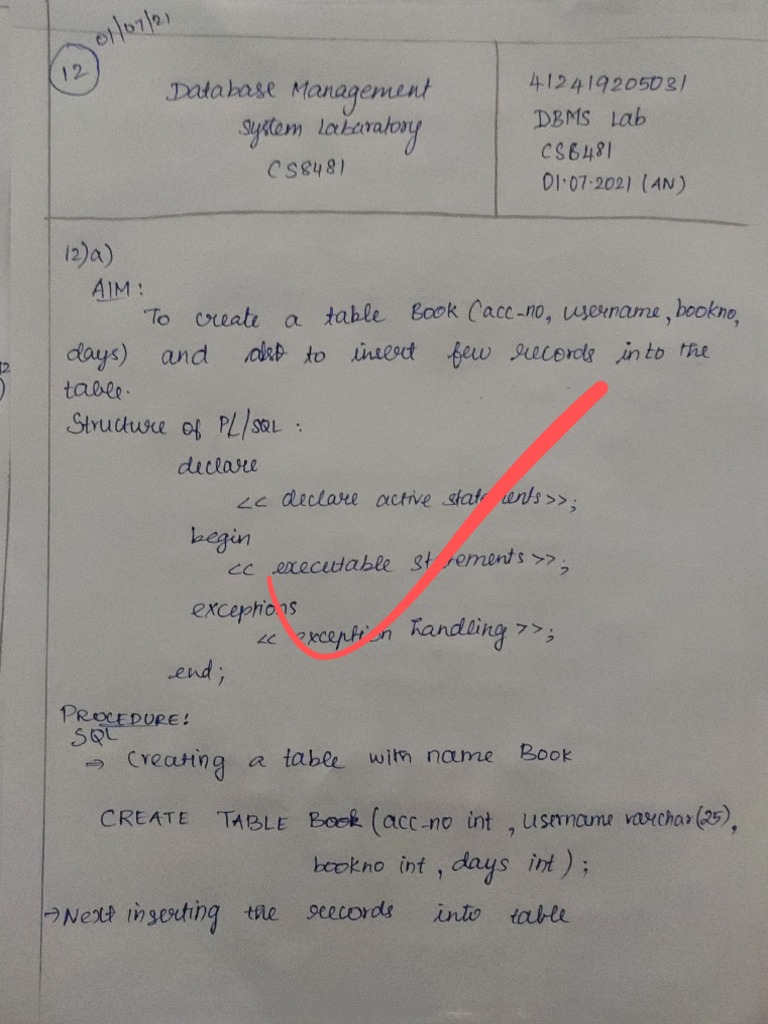 Edited CS8481 DBMS LAB PDF Databases Data Management Software