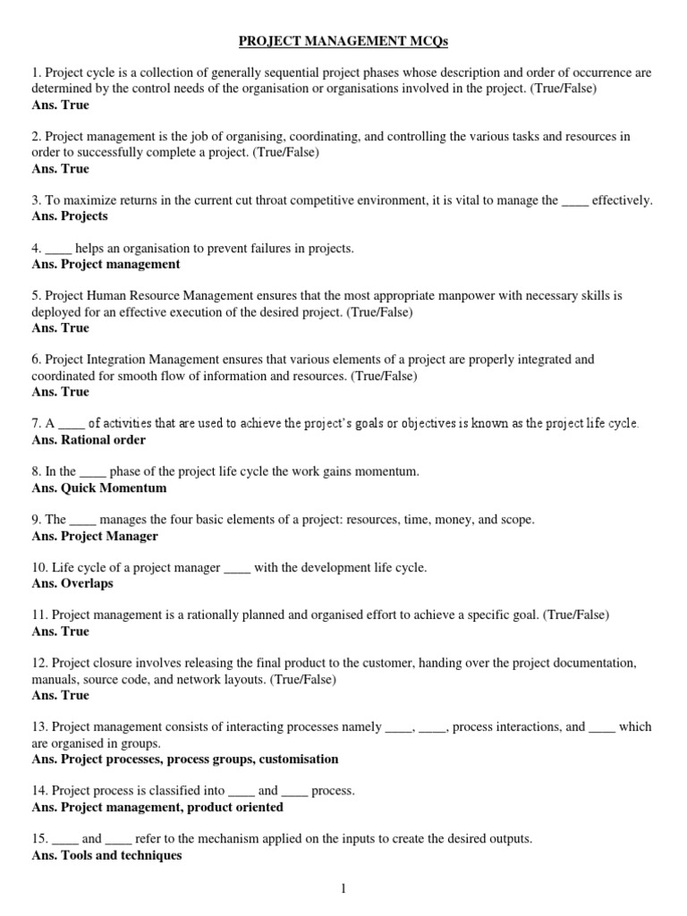 Project Management Mcqs Flashcards – LBYJUU
