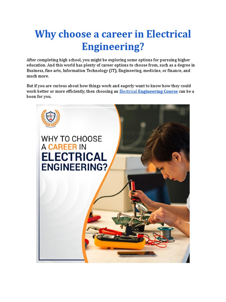 Why To Choose A Career in Electrical Engineering | PDF | Engineer ...
