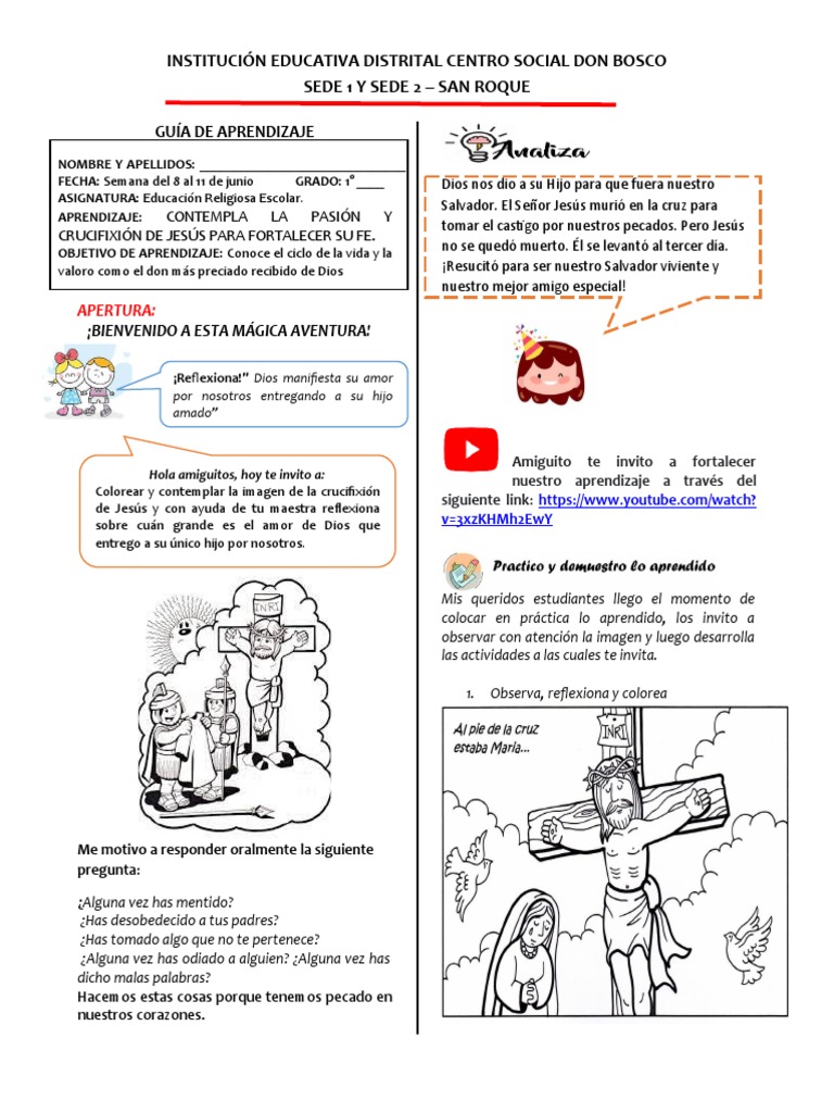 Actividades sobre la Crucifixión de Jesús | PDF | Crucifixion de jesus ...