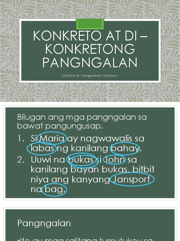 Konkreto at Di Konkretong Pangngalan | PDF