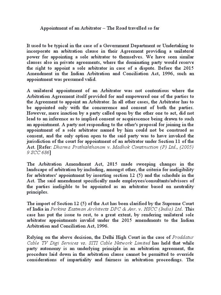 Appointment of An Arbitrator | PDF | Arbitration | Common Law
