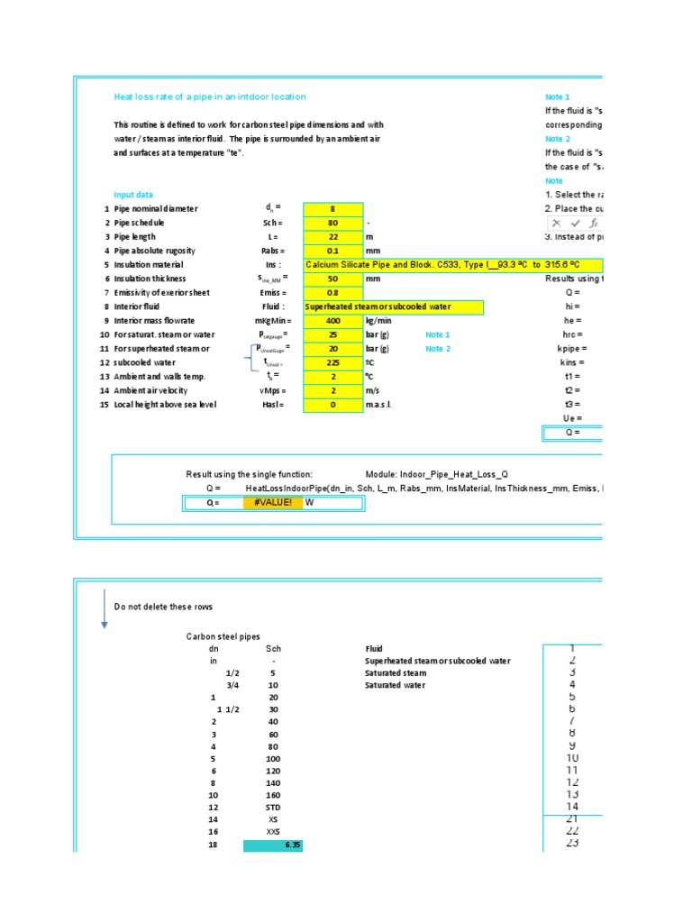 Indoor Pipe Heat Loss Calculation | PDF | Pipe (Fluid Conveyance ...