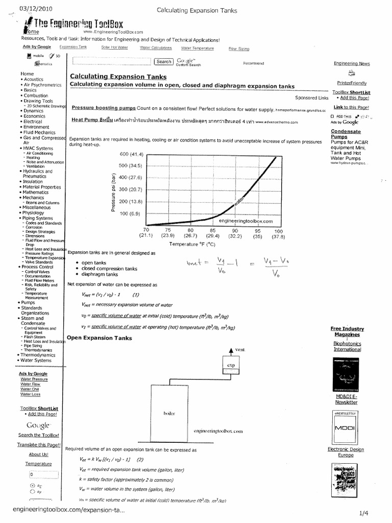 Expansion Tank Calculation PDF
