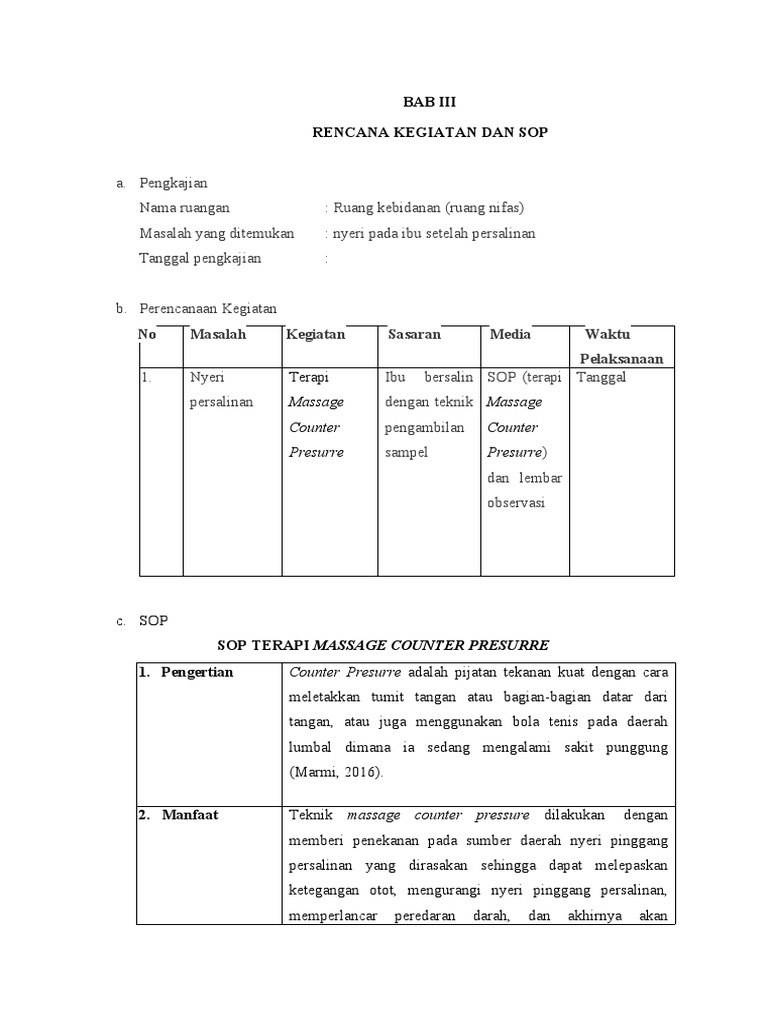 Bab Iii Sop | PDF | Kesehatan Holistik | Sains & Matematika