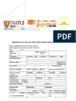 Application Form For Loan Under Pradhan Mantri Mudra Yojana: Applicationno: Date