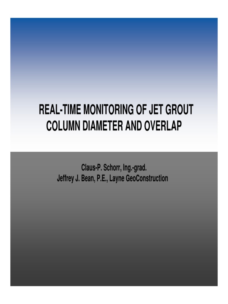 Jet Grout Column Monitoring Techniques | PDF | Civil Engineering | Water