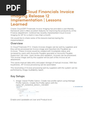 Oracle Cloud Financials Invoice Imaging Release 12 Implementation