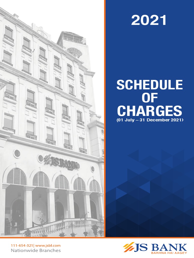JS Bank 2021 Schedule of Charges | PDF | Transaction Account | Debit Card