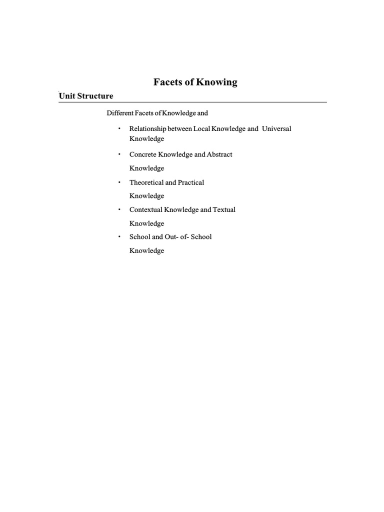 Understanding Knowledge Facets | PDF | Abstraction | Theory