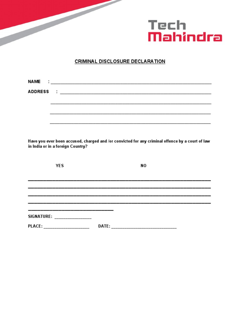 Criminal Disclosure Declaration | PDF | Business | Finance & Money ...