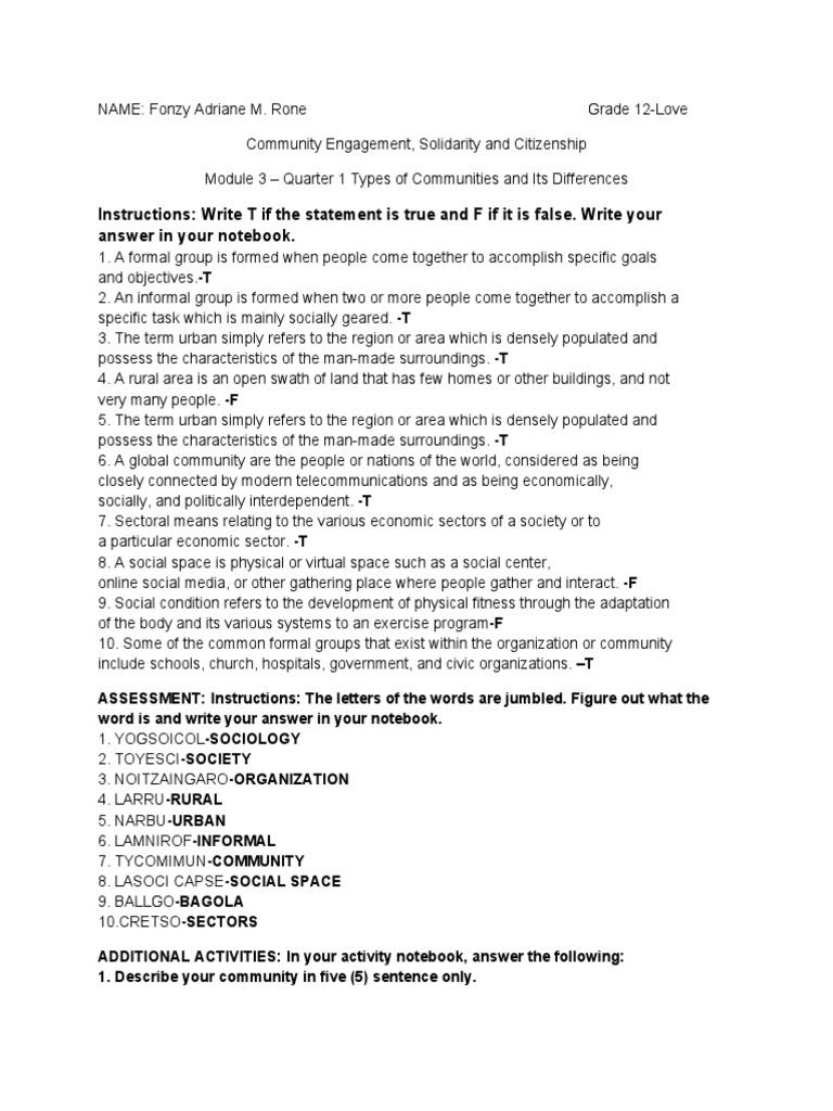 Community Engagement Solidarity And Citizenship Module 3 Pdf