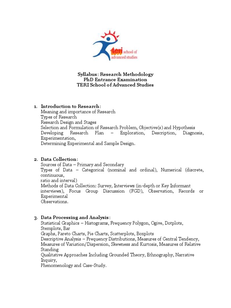 research methodology syllabus for phd computer science
