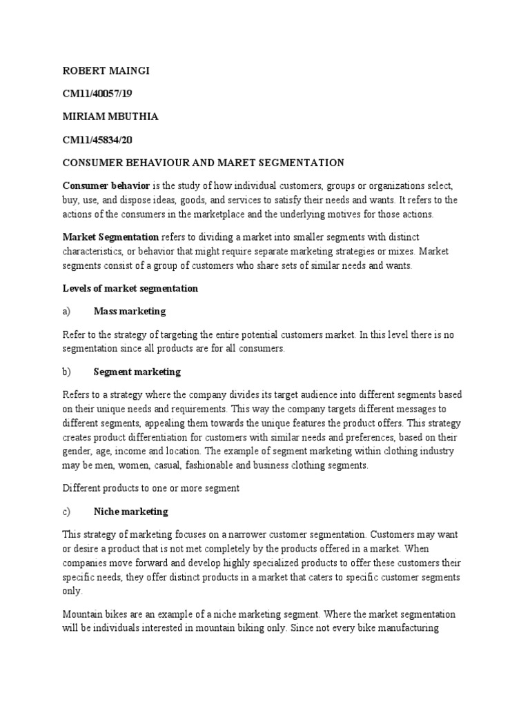 Consumer Behavior & Market Segmentation | PDF | Market Segmentation ...