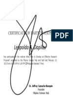 Leopoldo Dapilos - Certificate of Participation