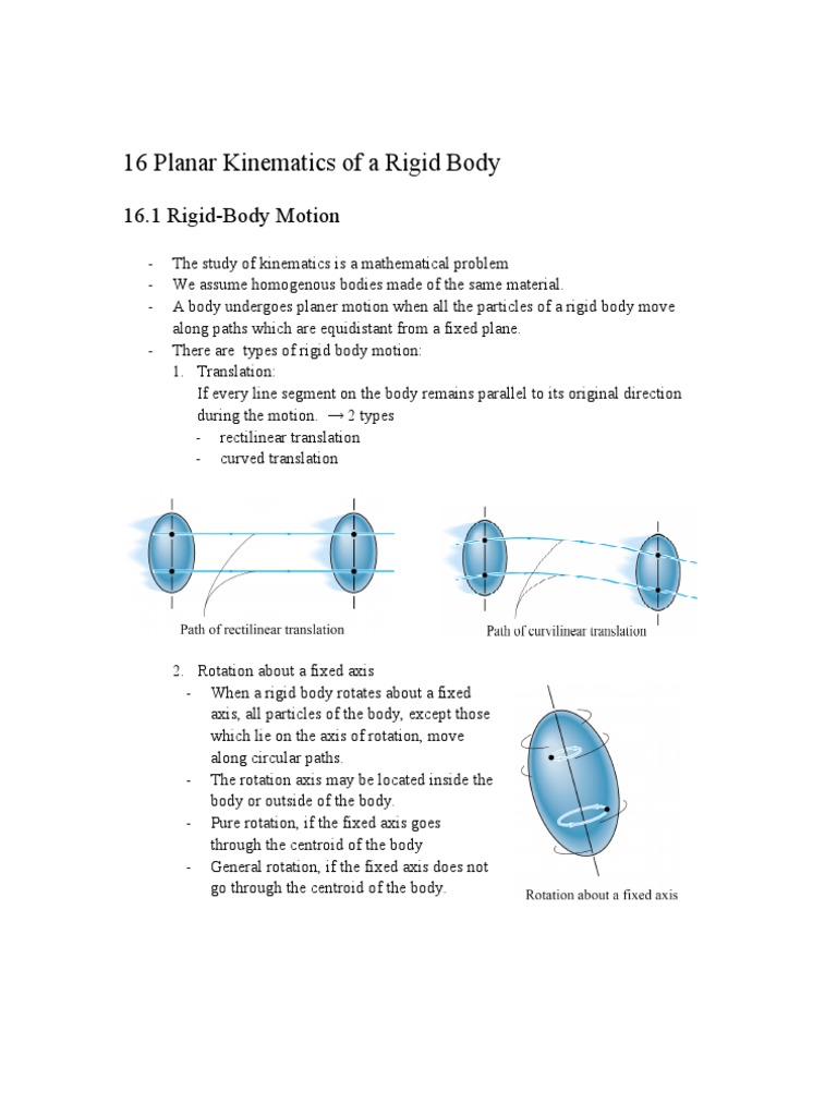 Planar Kinematics of Rigid Bodies | PDF | Rotation Around A Fixed Axis ...