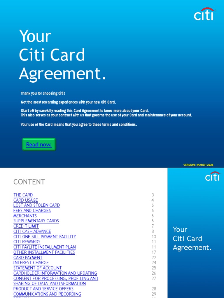 Citi Card Agreement Overview | PDF | Financial Transaction | Personal ...