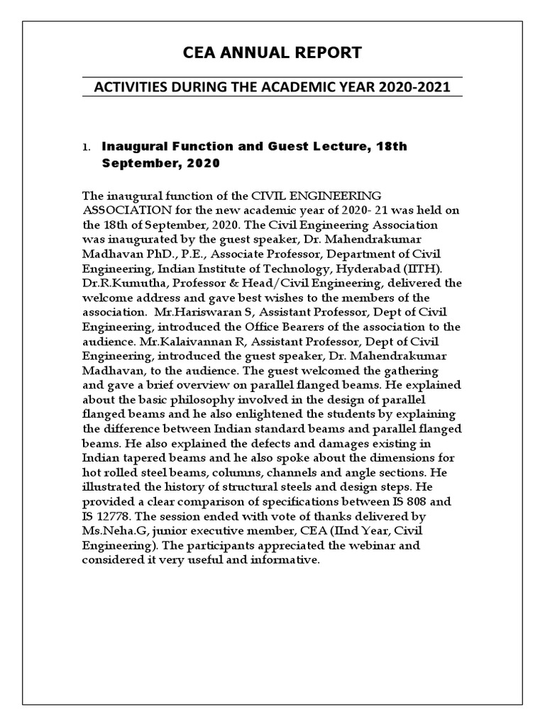CEA Annual Report | PDF | Test (Assessment) | Web Conferencing