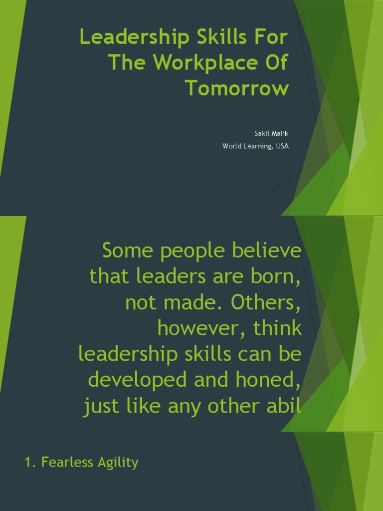 Leadership Skills For The Workplace of Tomorrow | PDF | Leadership ...