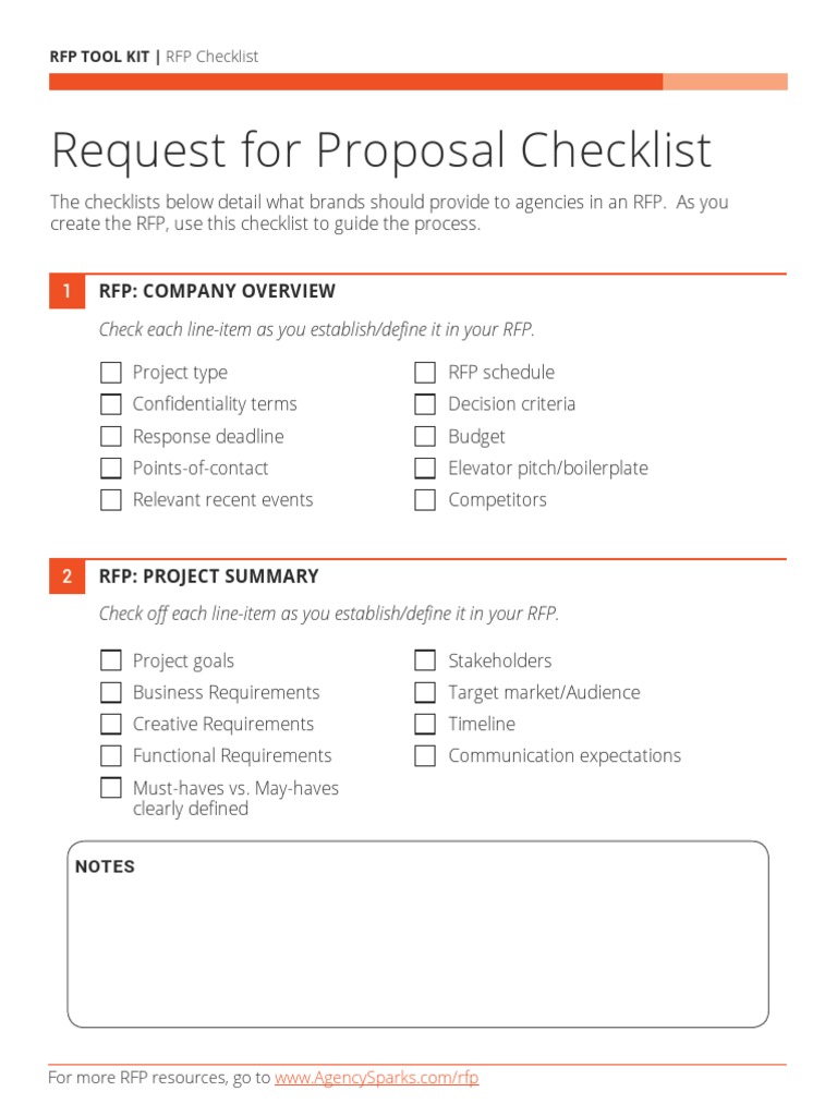Request For Proposal Checklist: RFP: Company Overview | PDF