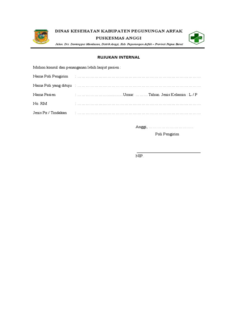 Contoh Surat Rujukan Internal Puskesmas | PDF | Game & Aktivitas