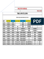 MCQ test schedule classes subjects dates