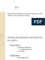 Introduction To Information Systems Development - System Analyst, System Analysis & Design