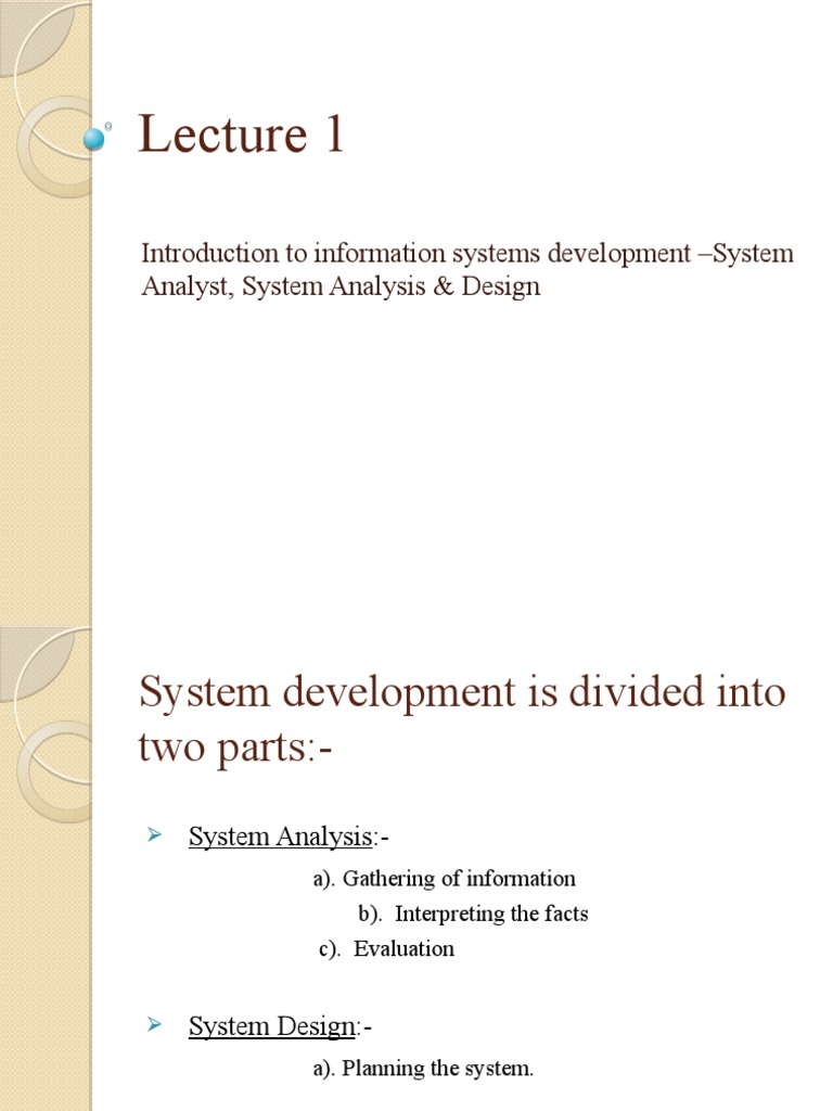 Introduction To Information Systems Development - System Analyst ...