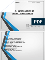 Topic: Introduction To Project Management