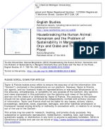 English Studies: To Cite This Article: Hannes Bergthaller (2010) Housebreaking The Human Animal: Humanism and