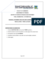 CFI5101201510 Financial Statement Analysis and Planning
