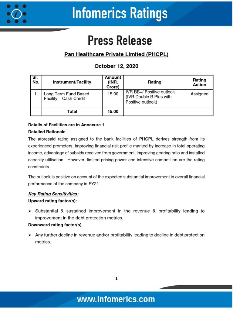 Pan Healthcare Private Limited (PHCPL) October 12, 2020 PDF Credit