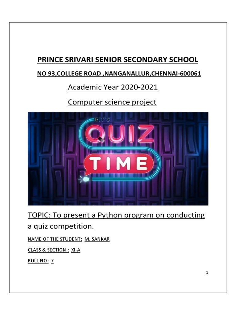 Mini Project in Python | PDF | Quiz | Computing And Information Technology