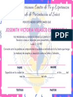 Certificado de Presentación Al Señor