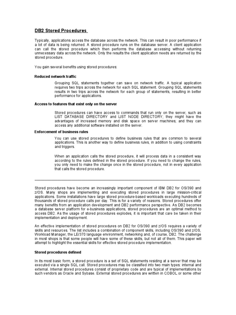 Db2storedprocedures Ibm Db2 Sql - 