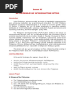 Lesson 02 Entrepreneurship in The Philippine Setting: A Glimpse of The Philippines