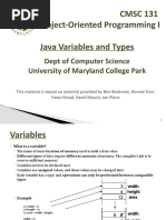 CMSC 131 Object-Oriented Programming I: Dept of Computer Science University of Maryland College Park