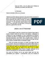 Caracas 08 de Febrero de 2021 CARTA SOMOS UNA FAMILIA SANTA