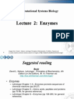 Lecture 2: Enzymes: Computational Systems Biology