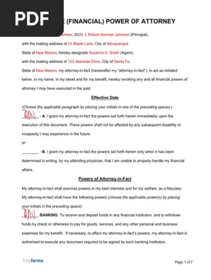Durable Financial Power of Attorney Sample