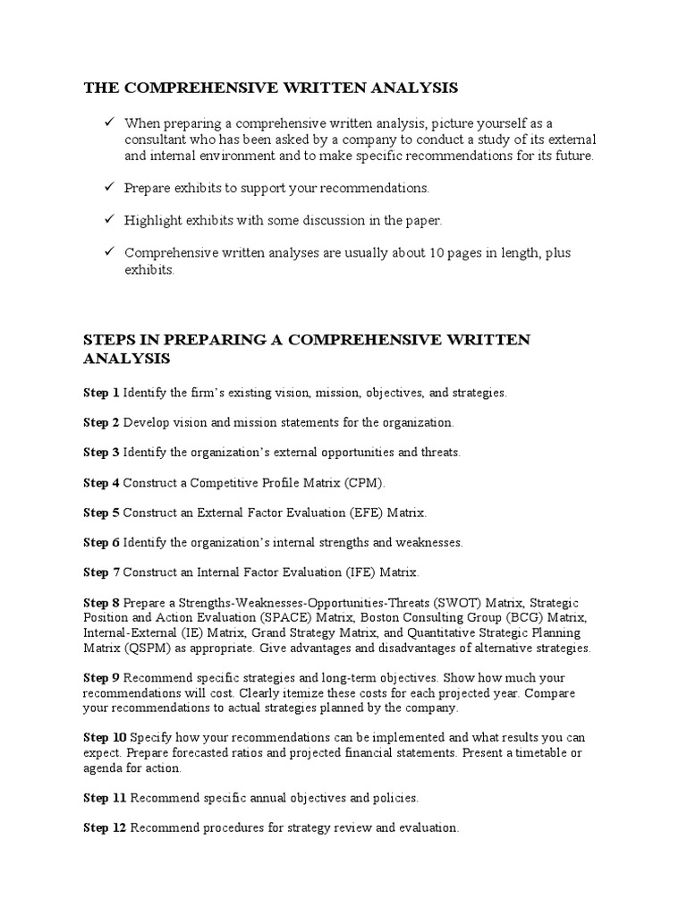 Guide to Comprehensive Written Analysis | PDF | Business | Finance ...