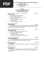 Computer Aided Design and Computer Aided Manufacturing (Cad / Cam) Question Paper Code: 186 October 2019