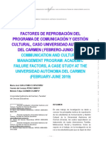 Factores de Reprobación Del Programa de Comunicación Y Gestión Cultural, Caso Universidad Autónoma Del Carmen (Febrero-Junio 2019)