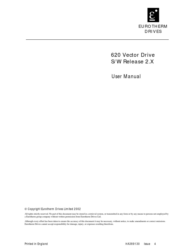 620 Vector Drive S/W Release 2.X: User Manual | PDF | Electric Motor ...
