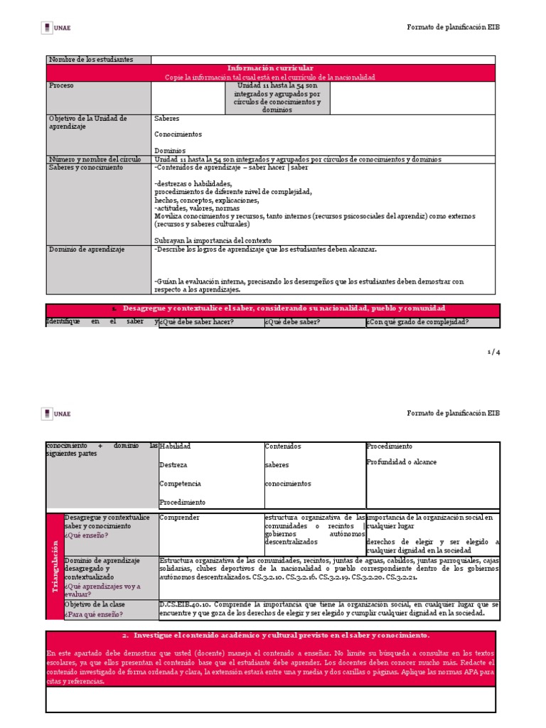 Planificación EIB: Unidades y Evaluación | PDF | Plan de estudios ...