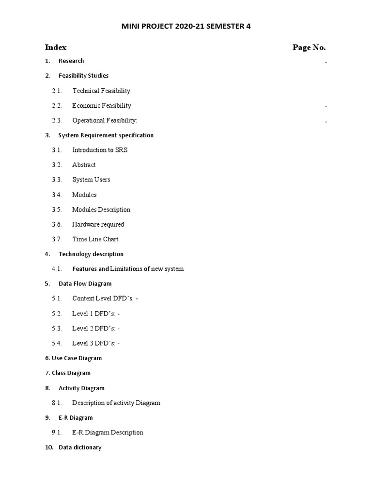 Mini Project Index Format 2020-21 | PDF | Art | Technology & Engineering