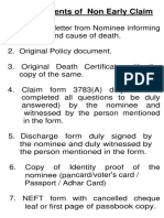 Non Early Death Claim Requirements
