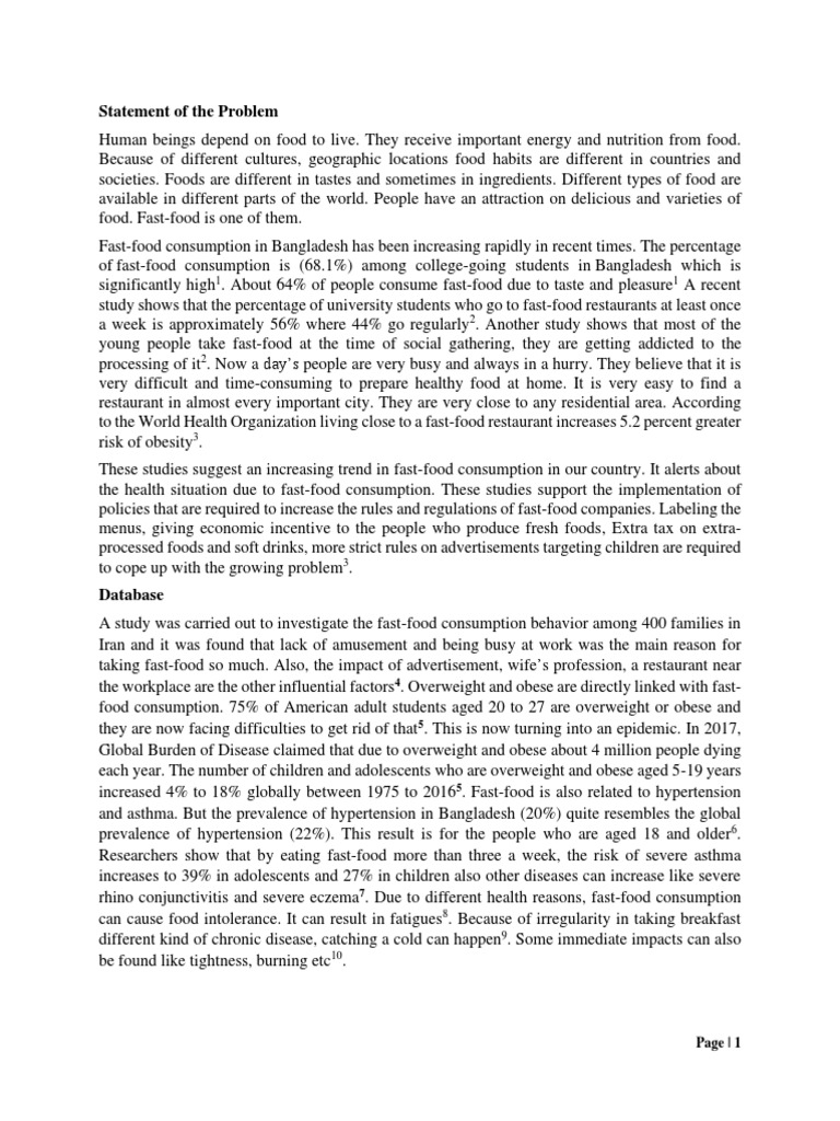 Fast-Food Impact on Bangladeshi Youth | PDF | Fast Food | Obesity