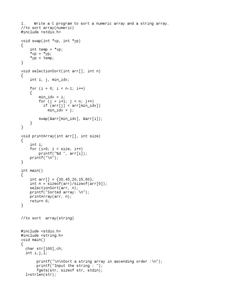 C Programs for Array Operations | PDF | Array Data Structure ...